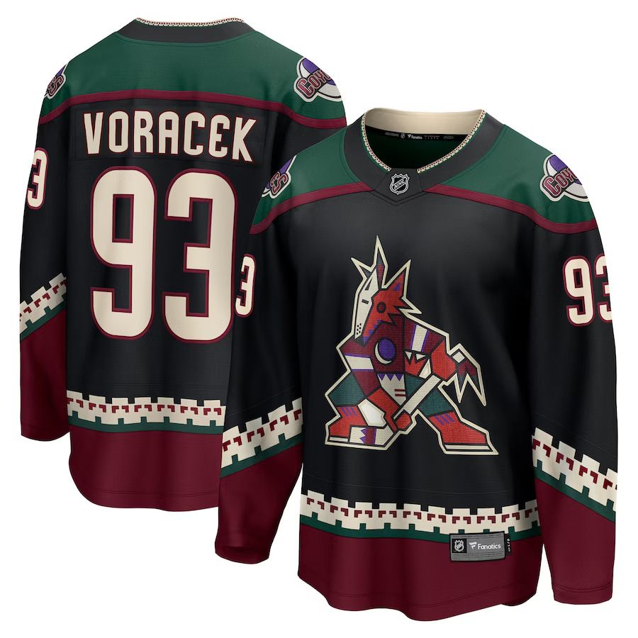 Men Arizona Coyotes 93 Jakub Voracek Fanatics Branded Black Home Breakaway NHL Jersey